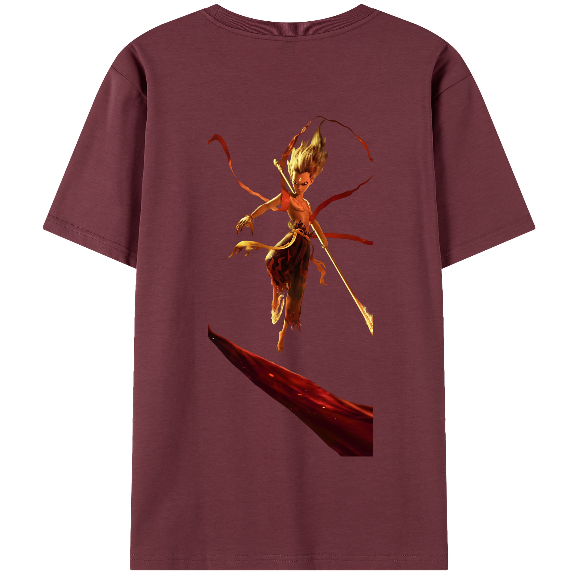 （画像用） Ne Zha 2 ナタ 魔童の大暴れ 綿100％半袖Tシャツ（背面プリント）